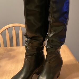 Natasha Couture Black Knee High Boots